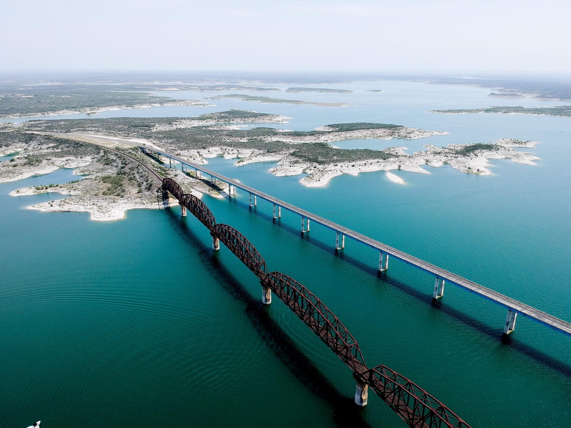 aerial view of lake amistad